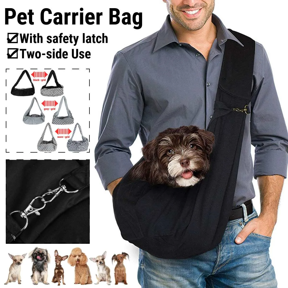 Pet Carrier Bag Sling Oxford Dog Cat Puppy Aminal Sling Single Shoulder Bag Warm Winter Dog Front Chest